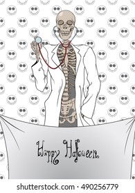 Comic halloween skeleton gift card
