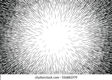 Comic hand drawn radial lines background Sun rays or star burst element Zoom effect Square fight stamp Manga or anime speed graphic texture Superhero frame Explosion vector illustration