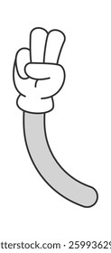 Comic hand v-sign gesture doodle
