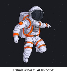 Comic HandDrawn Astronaut swiming Swimming Through the Stars in space