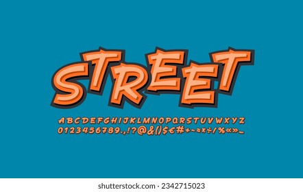 Comic handwritten font, script alphabet, calligraphy cursive typeface, hand drawn typeface in graffiti style, vector illustration 10EPS