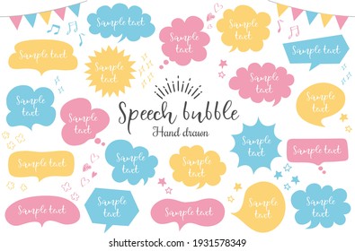 Comic handwritten speech bubble set