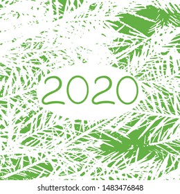 Comic Happy New Year 2020 card. Can be used as postcard, calendar, invitation, greeting, for print.   Vector illustration EPS 10