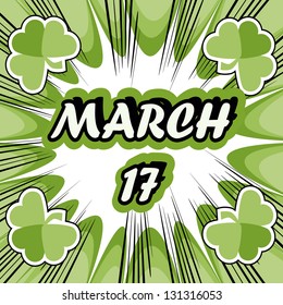 Comic Happy St Patricks Day Card Vector Design Elements background in pop art style