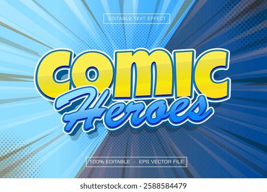 Comic heroes text effect with blue style