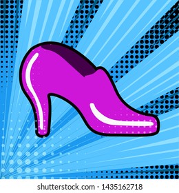 Comic high heel shoe. Pop art style - Vector