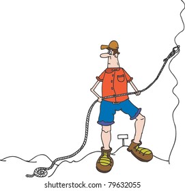 Comic hiking man illustration