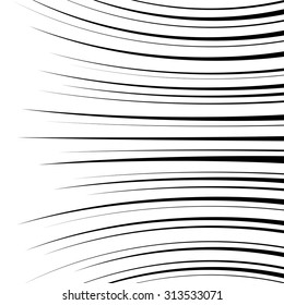 Comic horizontal curved speed lines background. Vector illustration