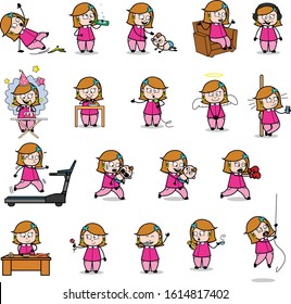 Comic Housewife - Set of Concepts Vector illustrations