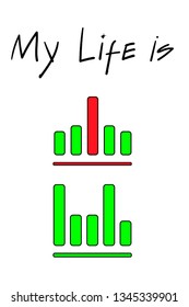 Comic humoristic Vector graph icon, picture graphics useful for informal, unofficial presentation, submission, report, concept and introduction. Economic diagram demonstrates emotional specificity 