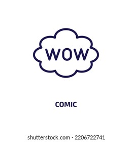 comic icon from activity and hobbies collection. Thin linear comic, retro, cloud outline icon isolated on white background. Line vector comic sign, symbol for web and mobile