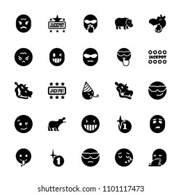 Comic icon. collection of 25 comic filled icons such as hippopotamus, explosion, jackpot, laughing emot, wink emot. editable comic icons for web and mobile.