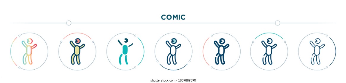 comic icon designed in gradient, filled, two color, thin line and outline style. vector illustration of comic vector icons. can be used for mobile, ui, web
