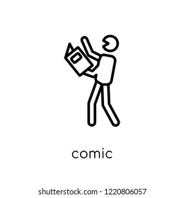 Comic icon. Trendy modern flat linear vector Comic icon on white background from thin line Activity and Hobbies collection, editable outline stroke vector illustration