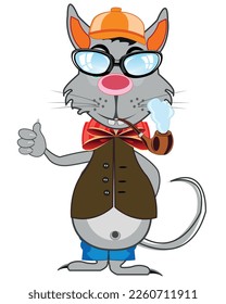Comic illustration fashionable animal mouse in cloth and spectacles