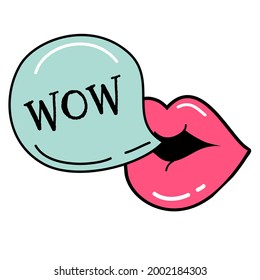 comic illustration with mouth speaking wow