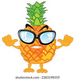 Comic-Illustration der Ananas tropischer Früchte mit Hand und Bein
