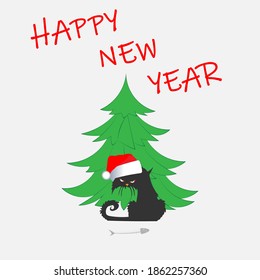 Comic image of a cat, Happy New Year