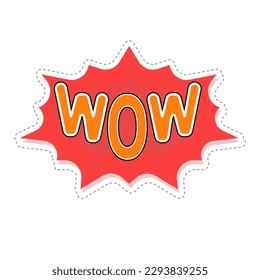 Comic inscriptions wow.  Bright cartoon illustration in retro pop art style. Sound effects of comic text.