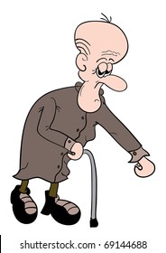 Comic isolated old man illustration