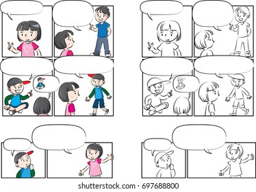 comic kids with speech bubble