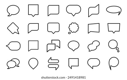 comic label speech flat line icons chat comment idea editable stroke
