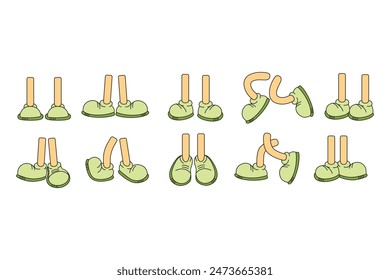 Comic leg poses set vector illustration 