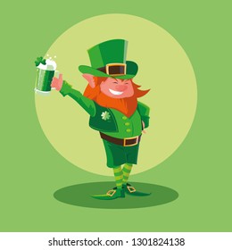 comic leprechaun with beer character
