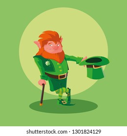 comic leprechaun with cane avatar character