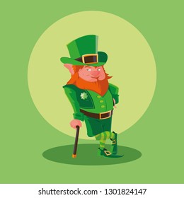 comic leprechaun with cane avatar character