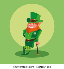 comic leprechaun with cane avatar character
