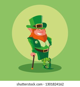 comic leprechaun with cane avatar character