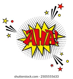 Comic lettering aha. Vector bright cartoon illustration in retro pop art style. Comic text sound effects. EPS 10.