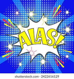 Comic-Schrift alas. Vektorhelle Cartoon-Illustration im Retro-Pop-Art-Stil. Comic-Text-Soundeffekte. EPS10.