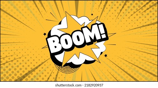 Comic lettering BOOM on white background - Vector illustration