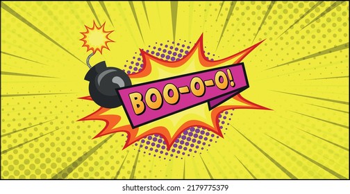 Comic lettering BOO-O-O on white background - Vector illustration