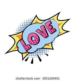 Comic lettering LOVE on white background - Vector illustration