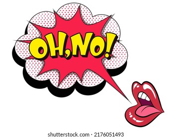 Comic lettering oh no. Vector bright cartoon illustration in retro pop art style. Comic text sound effects. EPS 10.