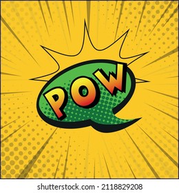 Comic lettering POW on white background - Vector illustration
