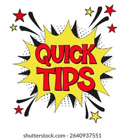 Comic lettering quick tips. Vector bright cartoon illustration in retro pop art style. Comic text sound effects. EPS 10.