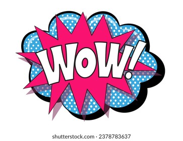 Comic lettering wow. Vector bright cartoon illustration in retro pop art style. Comic text sound effects. EPS 10