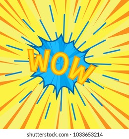 Comic lettering wow. Vector cartoon illustration in retro pop art style.Comic speech bubble with emotions - WOW.