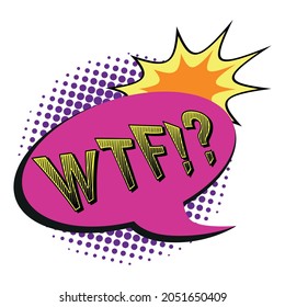 Comic lettering WTF on white background - Vector illustration
