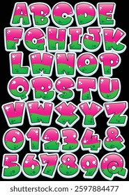 
Comic letters Pink Green colors