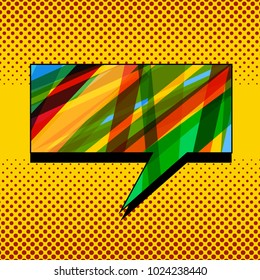 Comic light template with colorful blank speech bubble on halftone background. Vector illustration