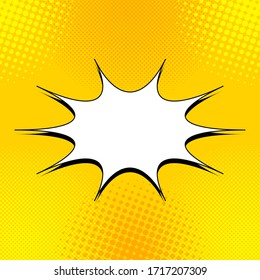 Comic light yellow concept with blank speech bubble and halftone effects. Vector illustration