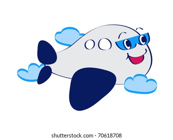 Comic line art airplane