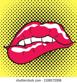 Comic lips halftone background