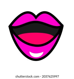 Comic lips in pop art retro style. Vector clip art of cartoon open mouth