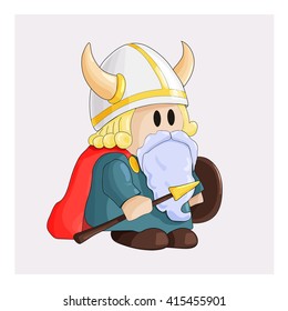 Comic little dwarf dressed as a Viking